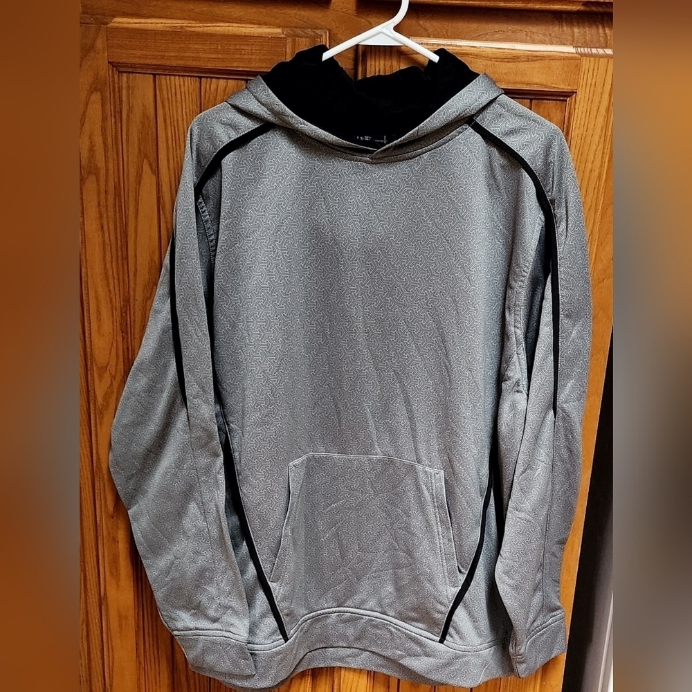 Holloway Men's Athletic Gray Pattern Hoodie Fleece Lined Kangaroo Pocket Sz L